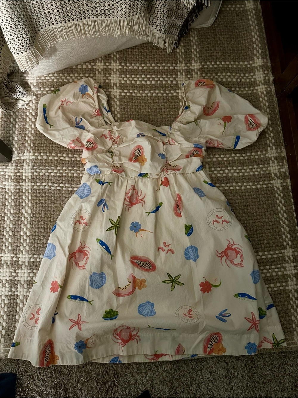 **SOLD***Free Assembly cotton beach seashell fish print dress
